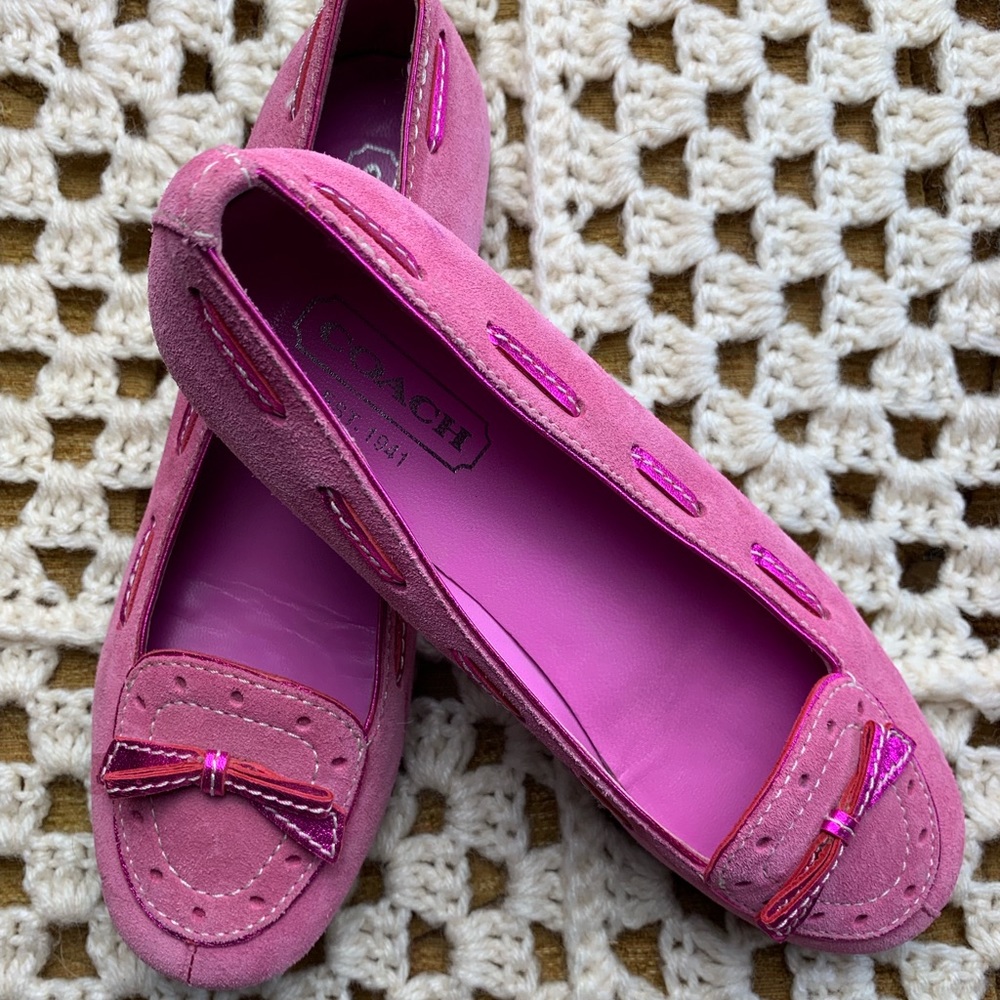COACH Juliana pink suede flats gum sole
